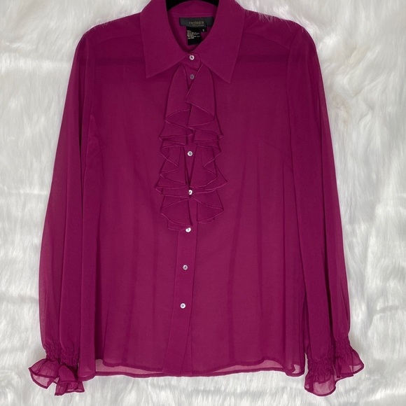 button up ruffle blouse